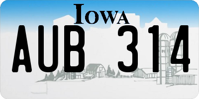 IA license plate AUB314