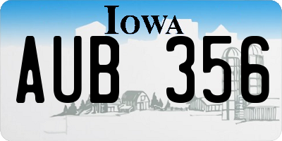IA license plate AUB356