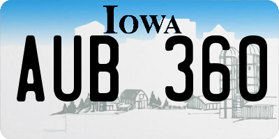 IA license plate AUB360