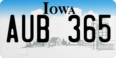 IA license plate AUB365