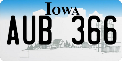 IA license plate AUB366