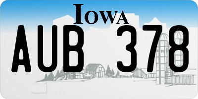 IA license plate AUB378