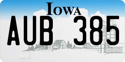IA license plate AUB385