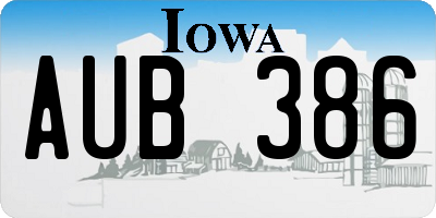 IA license plate AUB386