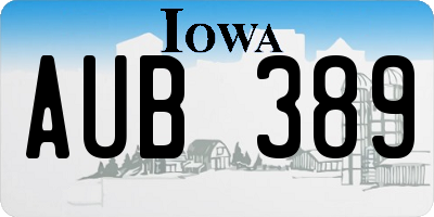 IA license plate AUB389