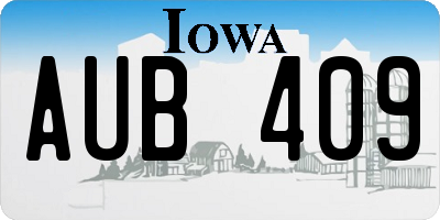 IA license plate AUB409