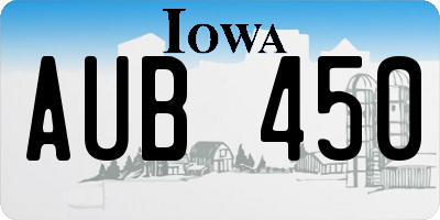 IA license plate AUB450