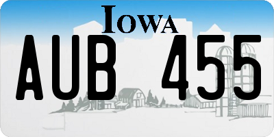 IA license plate AUB455