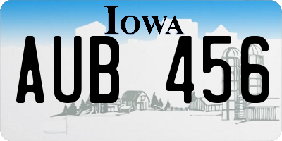 IA license plate AUB456