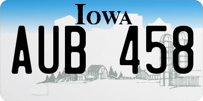 IA license plate AUB458