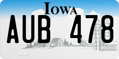 IA license plate AUB478