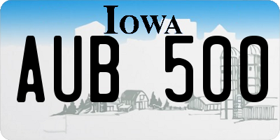 IA license plate AUB500