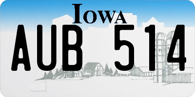 IA license plate AUB514