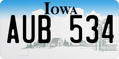 IA license plate AUB534