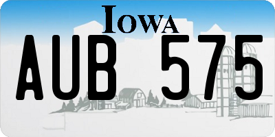 IA license plate AUB575