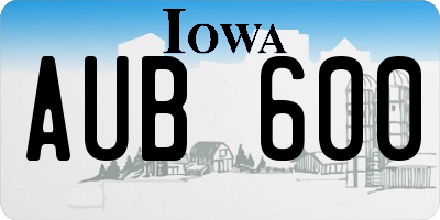 IA license plate AUB600