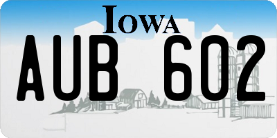 IA license plate AUB602