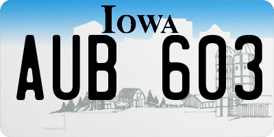 IA license plate AUB603
