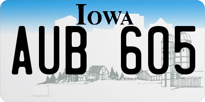 IA license plate AUB605