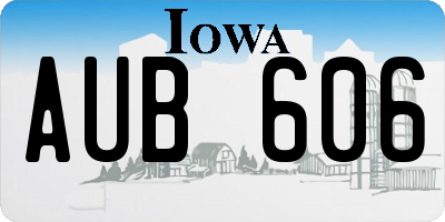 IA license plate AUB606