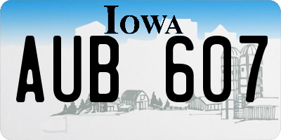 IA license plate AUB607