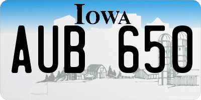 IA license plate AUB650