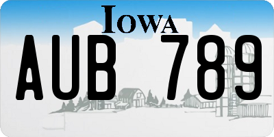 IA license plate AUB789