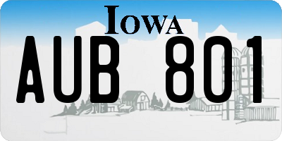 IA license plate AUB801
