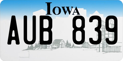 IA license plate AUB839