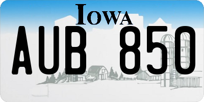 IA license plate AUB850