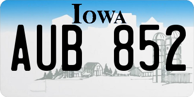 IA license plate AUB852