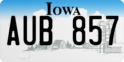 IA license plate AUB857