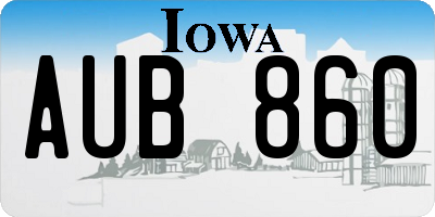 IA license plate AUB860