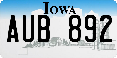 IA license plate AUB892