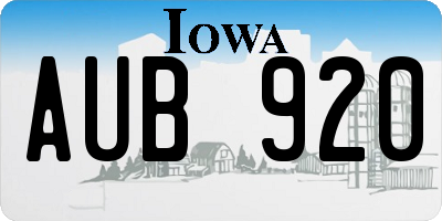 IA license plate AUB920