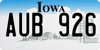 IA license plate AUB926