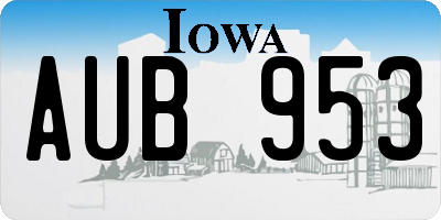 IA license plate AUB953