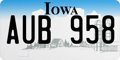 IA license plate AUB958