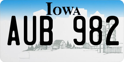 IA license plate AUB982