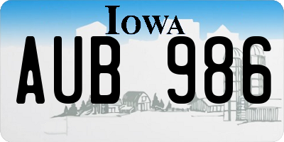 IA license plate AUB986