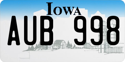 IA license plate AUB998