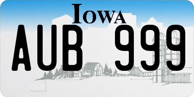 IA license plate AUB999