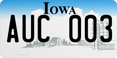IA license plate AUC003
