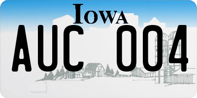 IA license plate AUC004