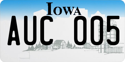 IA license plate AUC005