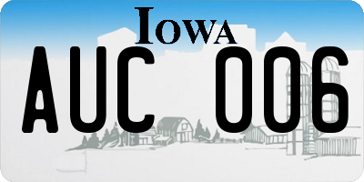 IA license plate AUC006