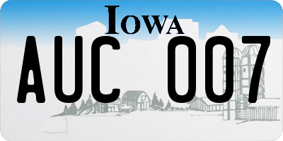 IA license plate AUC007