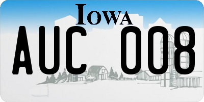 IA license plate AUC008
