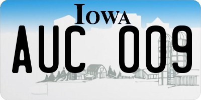 IA license plate AUC009