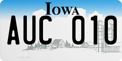 IA license plate AUC010